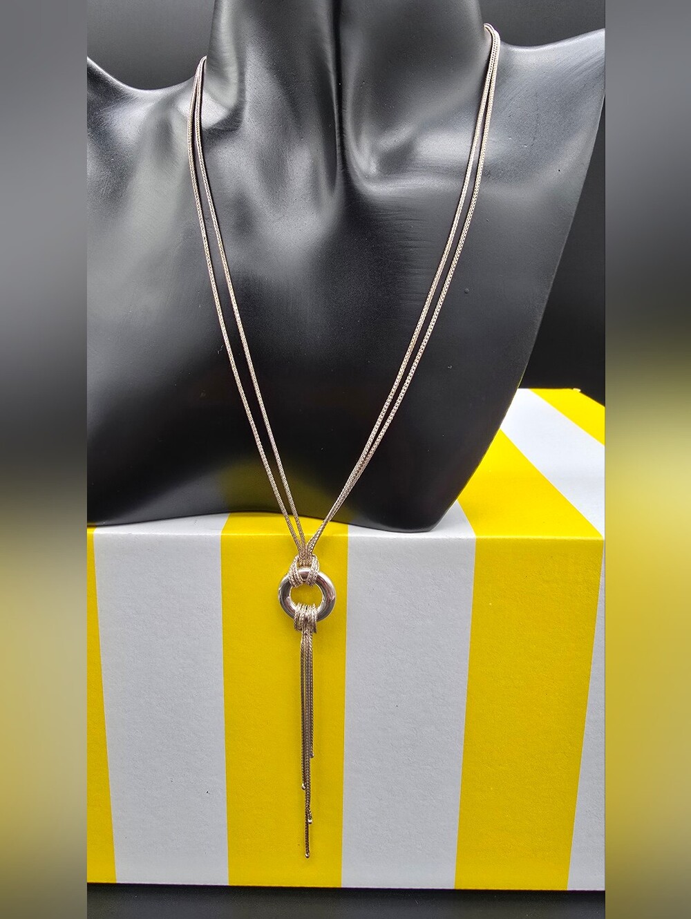 Elegant Sterling Silver Tone Knot Drop Necklace #0505